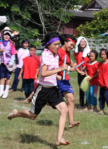 寮内スポーツ大会の50メートル競走